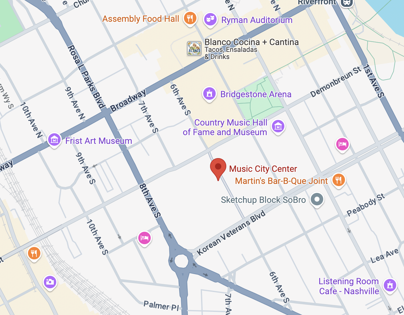 Map of Music City Center in Nashville for LeadingAge Conference 2024